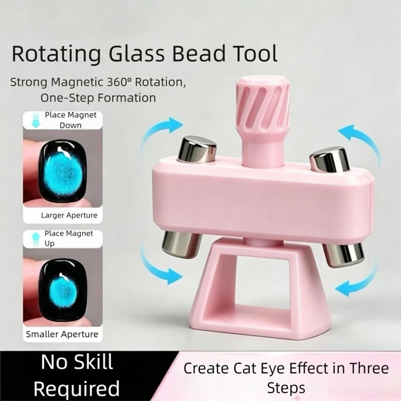 Adjustable Glass Bead Cat Eye Nail Magnet Tool 2026 New Perfect Cat Eye Effect for Salon Home Use Beginner's Magic Tool