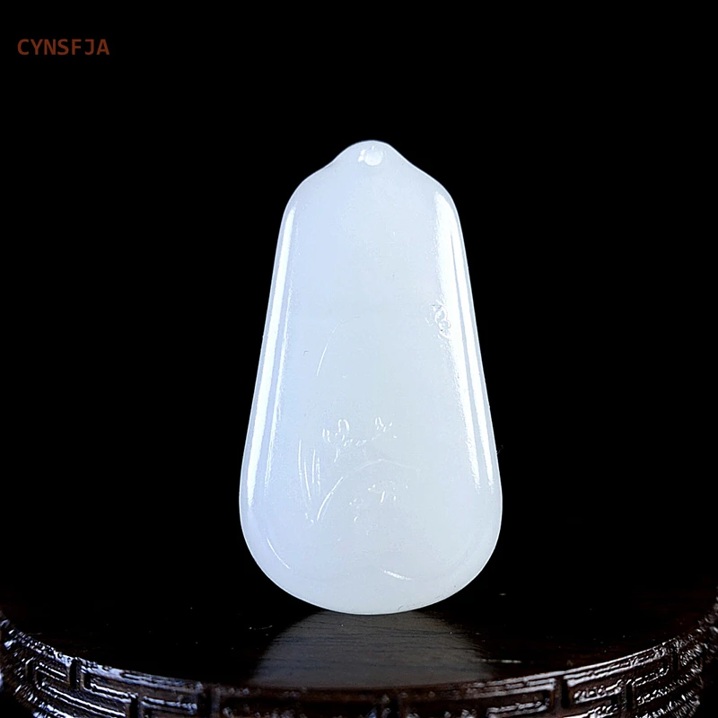 

CYNSFJA New Real Rare Certified Natural Hetian Mutton-fat Nephrite Clivia Jade Pendant Hand Carved High Quality Elegant Gifts