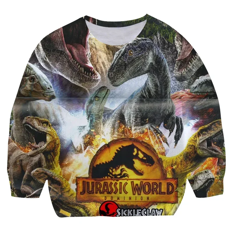 New Jurassic World O-collar hoodie Boys and girls hoodie clothes fall/winter long sleeved sweatshirt children dinosaur hoodie