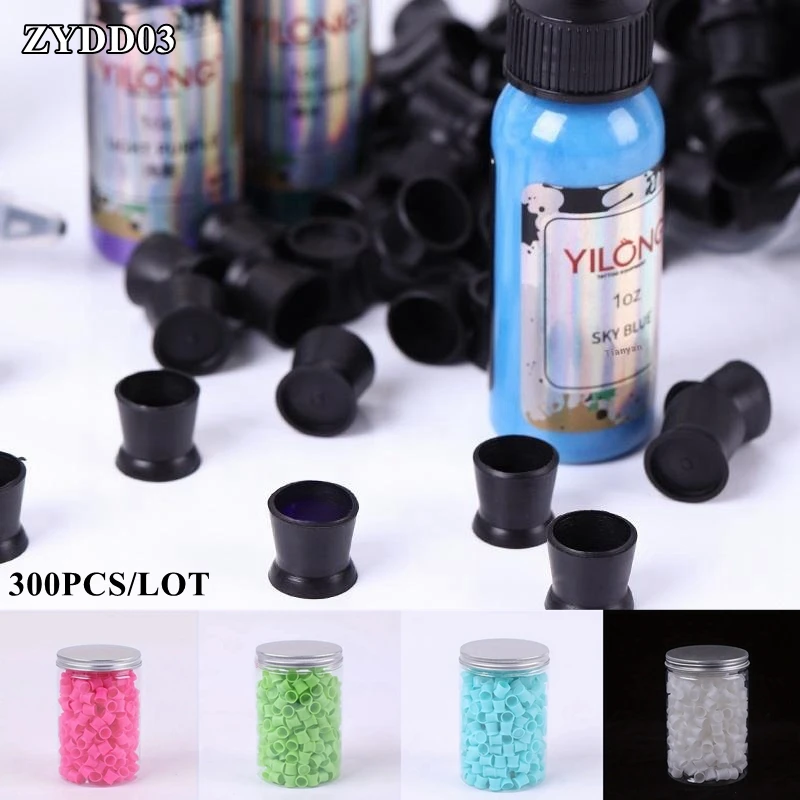

▶300Pcs Disposable Silicone Tattoo Ink Cups Color Cup With Base Pigment Holder Container Cap Tattoo Accessory For Tattoo Ink