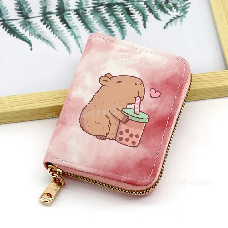 

Capybara Wallet for Women Kawaii Canvas Ink Wash Blending Print Y2K Trend Cute Female Coin Purse Girl Party Holiday Child's Gift