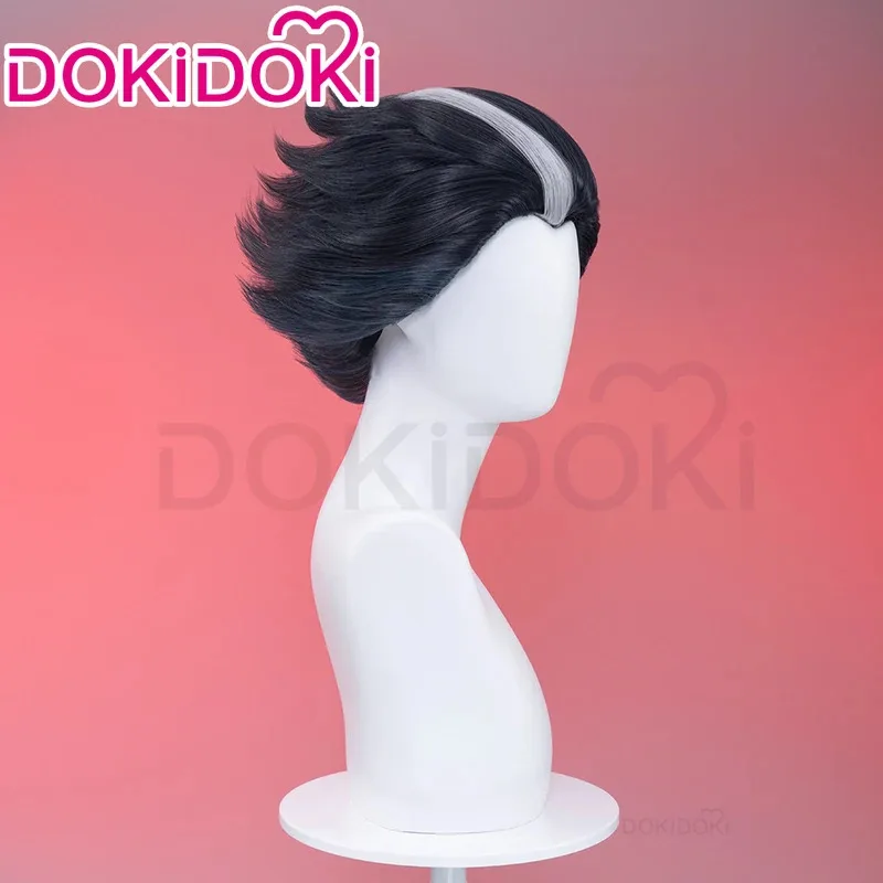 LQIN STOCK Stolas Goetia Wig Anime Cosplay Wig DokiDoki Men 28cm Short Hair Stolas Goetia Cosplay High Heat Resistant Free Cap
