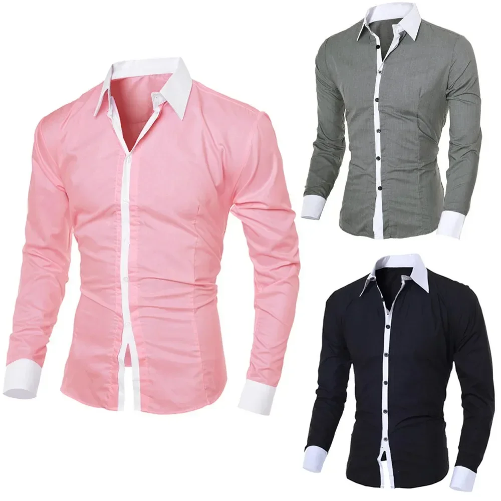 Men's Fashion Business Shirts Personality Men's Casual Slim Long-sleeved Shirt Top Blouse Male Shirts Designer Chemise Homme #4