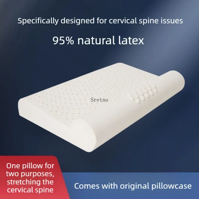 SRETNO Natural Latex Pillow with High and Low Dual-use Neck Pillows Spine Protection Semi-circular Sleeping Pillow almohadas