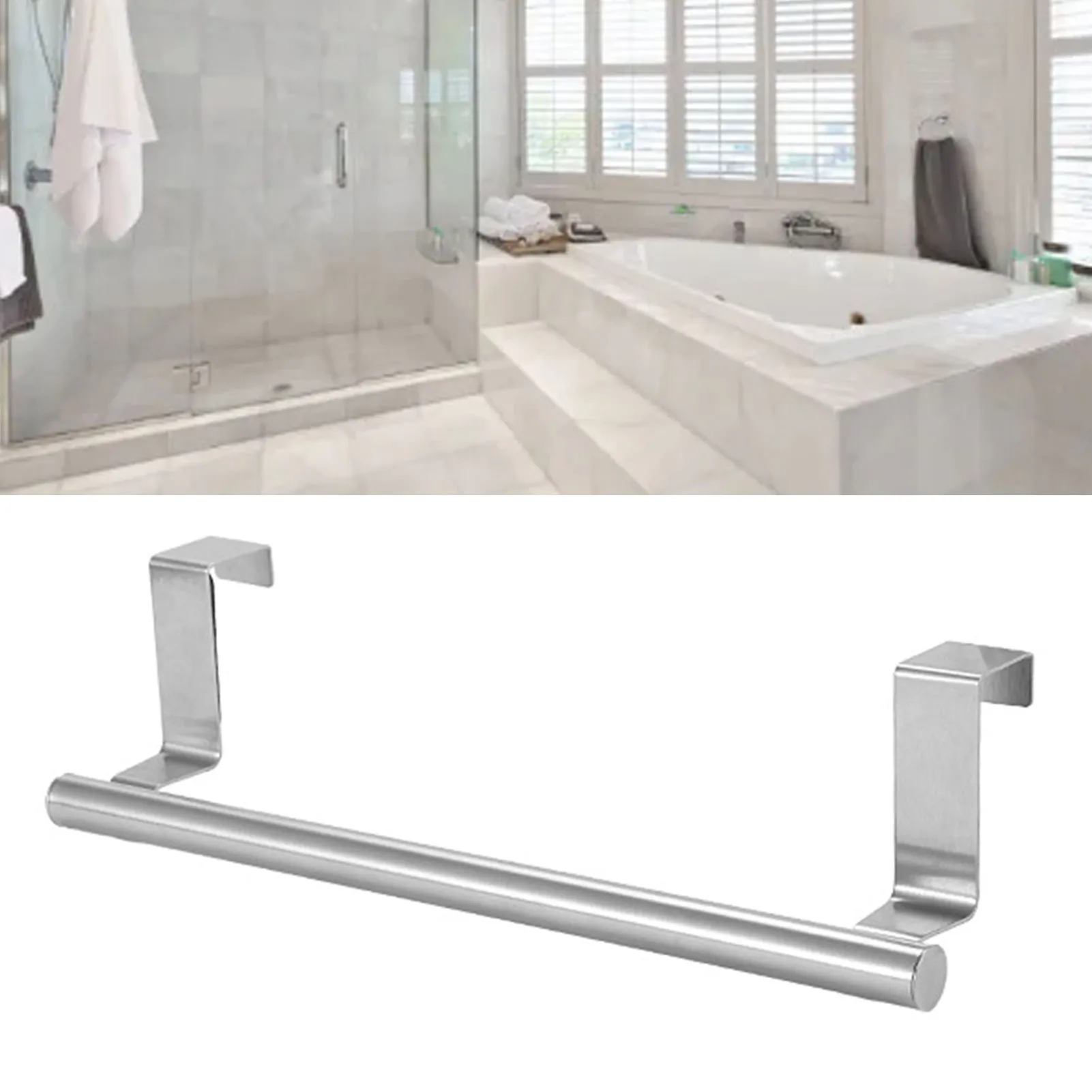 Multi Purpose Stainless Steel Single Bar Towel Rack Hole Free Towel Rack Bathroom Towel Bar