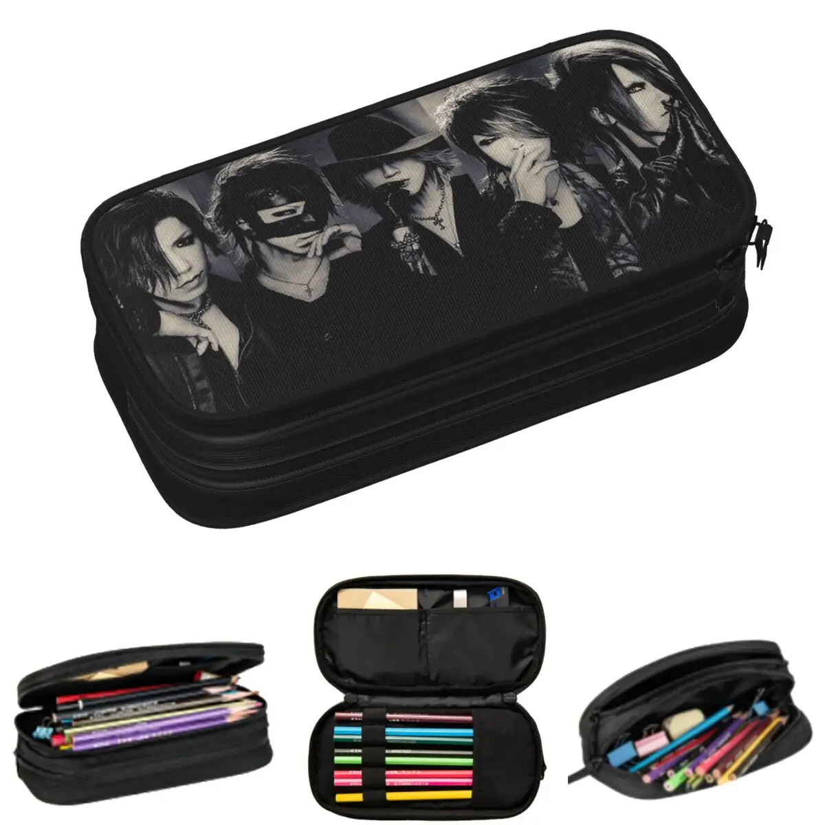 Estuches de lápices Japan Rock The Gazette Band para estudiantes, caja de bolígrafos, bolsa de lápices, almacenamiento grande, suministros de papelería