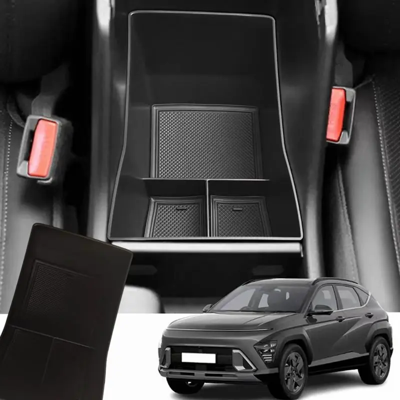 Car Central Storage Box For Hyundai Kona SX2 Hybird PHEV 2024 Armrest Storage Box Auto Interior Tidying Accessories