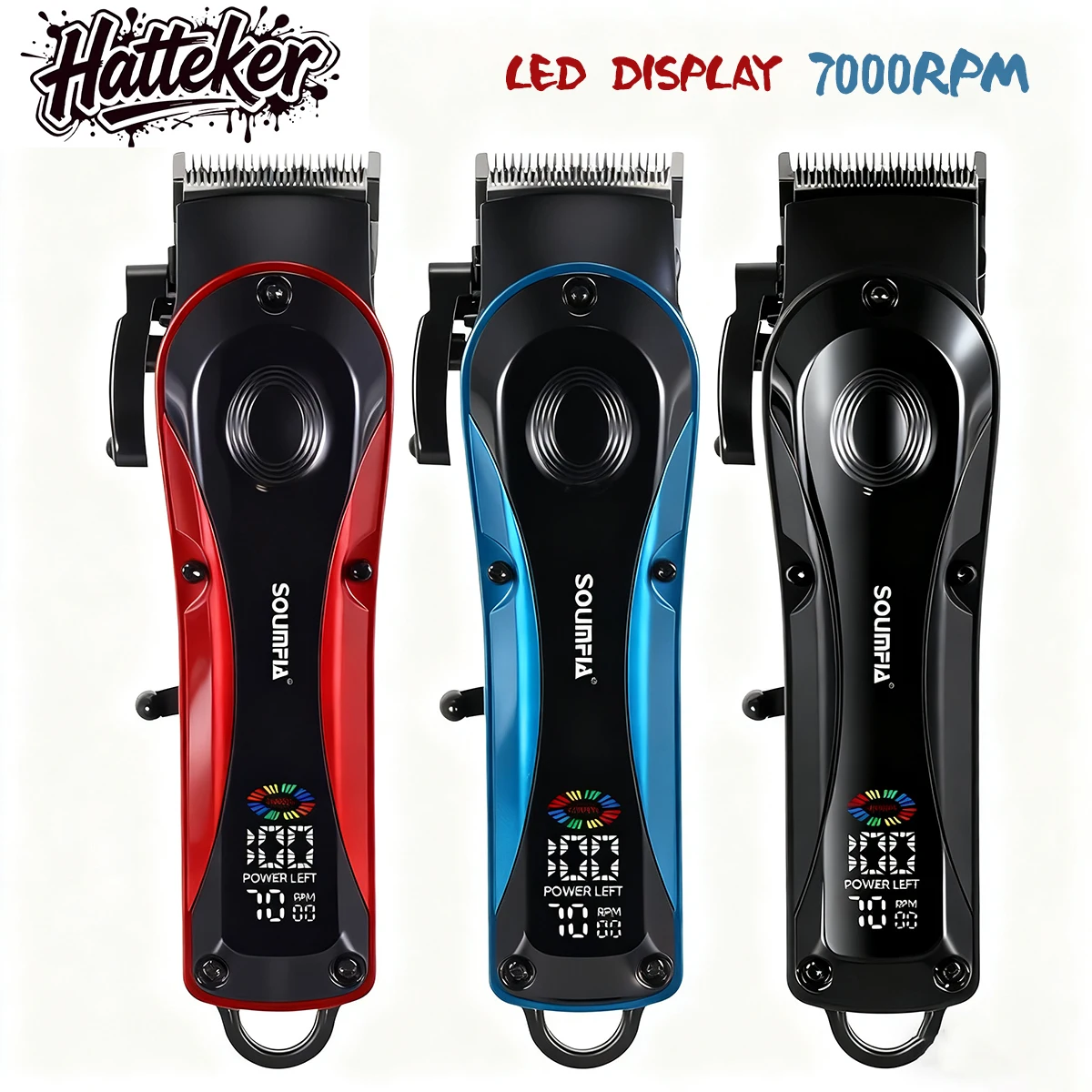

3 Color HT-653 Men's Home Digital Electric Hair Clipper 7000RPM Professional Salon LCD Fine Adjustment Pompadour Hair Trimmer