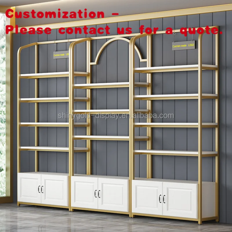 custom.High-End Cosmetics Display Cabinet White Retail Makeup Display Showcase Design Furniture Cosmetic Shelf Display