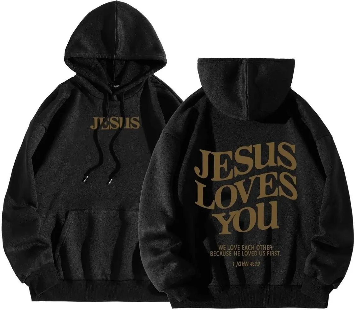 Felpa con cappuccio Gesù Felpe con cappuccio cristiane da uomo Faith God Letter Felpe con cappuccio comode e casual a maniche lunghe stampate grafiche