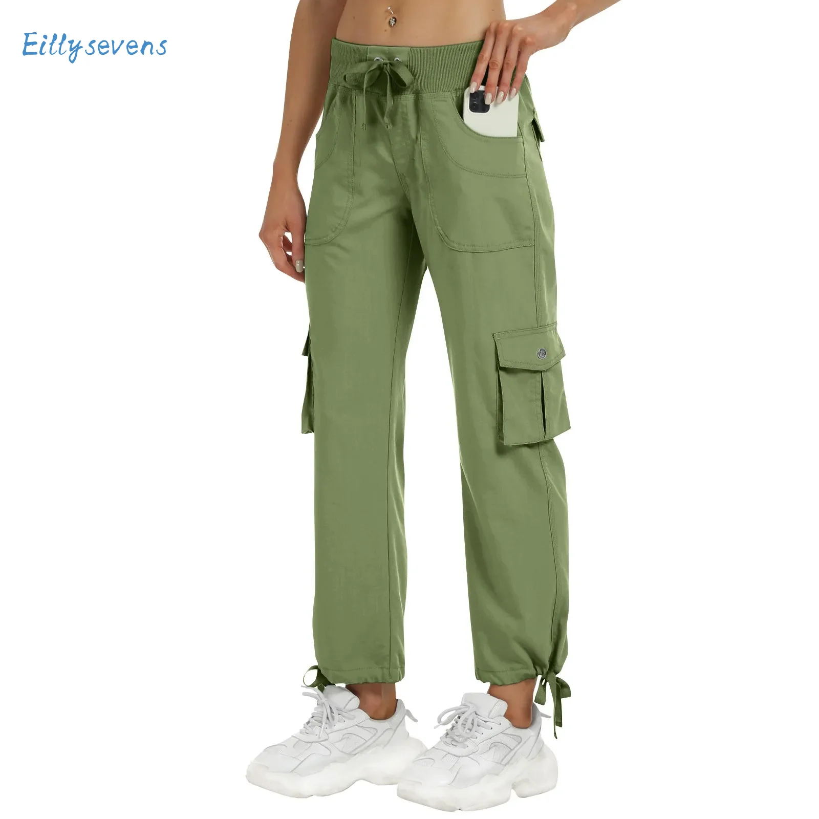 

Women'S New Cargo Pants Lightweight Joggers Drawstring Elastic Waist Overall Daily Casual Travel Camping Pant With Pockets