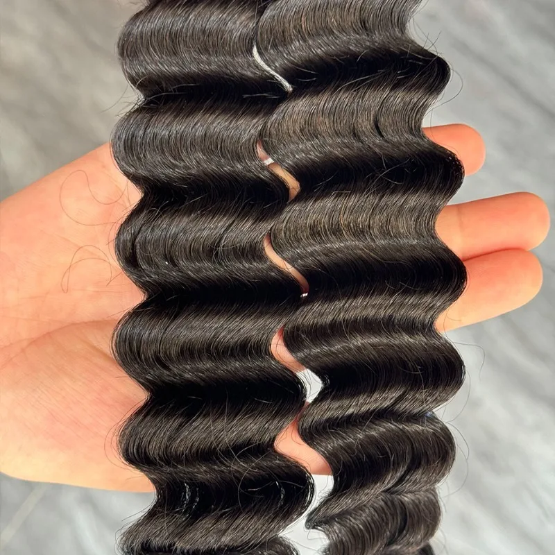 15A 인모 벌크 딥 웨이브 워터 웨이브 인모 100% 처리되지 않은 비 레미 헤어는 파마 및 염색 가능 50g/PC 18-22''