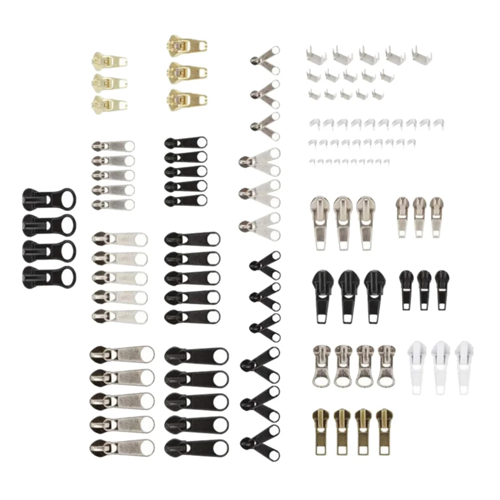 

120 Pcs Remove The Zipper Clothing Accessories Repair Kit Alloy Head Pull Replacement Bag Slider Tag Metal Pulls