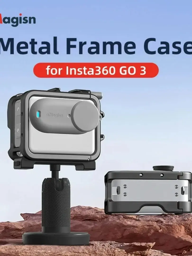 aMagisn For Insta 360 GO3 GO 3 Ultra Light Metal Cage Frame case Protective shell 360GO3 Protector Accessories Dual cold shoes