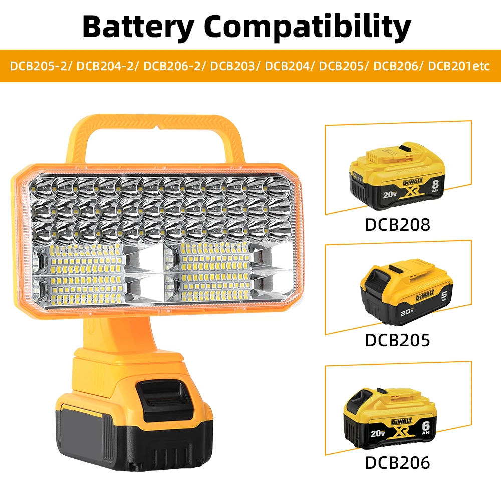 1 قطعة LED ضوء العمل لبطارية ديوالت مشرق يده مصباح يدوي في الهواء الطلق موقع العمل التخييم ضوء الأضواء (لا بطارية)