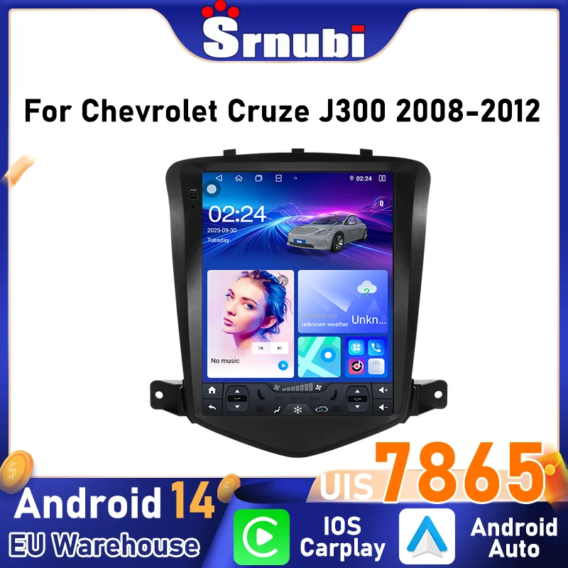 Autoradio GPS avec lecteur multimédia Android Auto pour Chevrolet Cruze J300 2008-2012 2 Din, Carplay sans fil UIS7865, DSP 8 cœurs, Audio FM AM, écran tactile