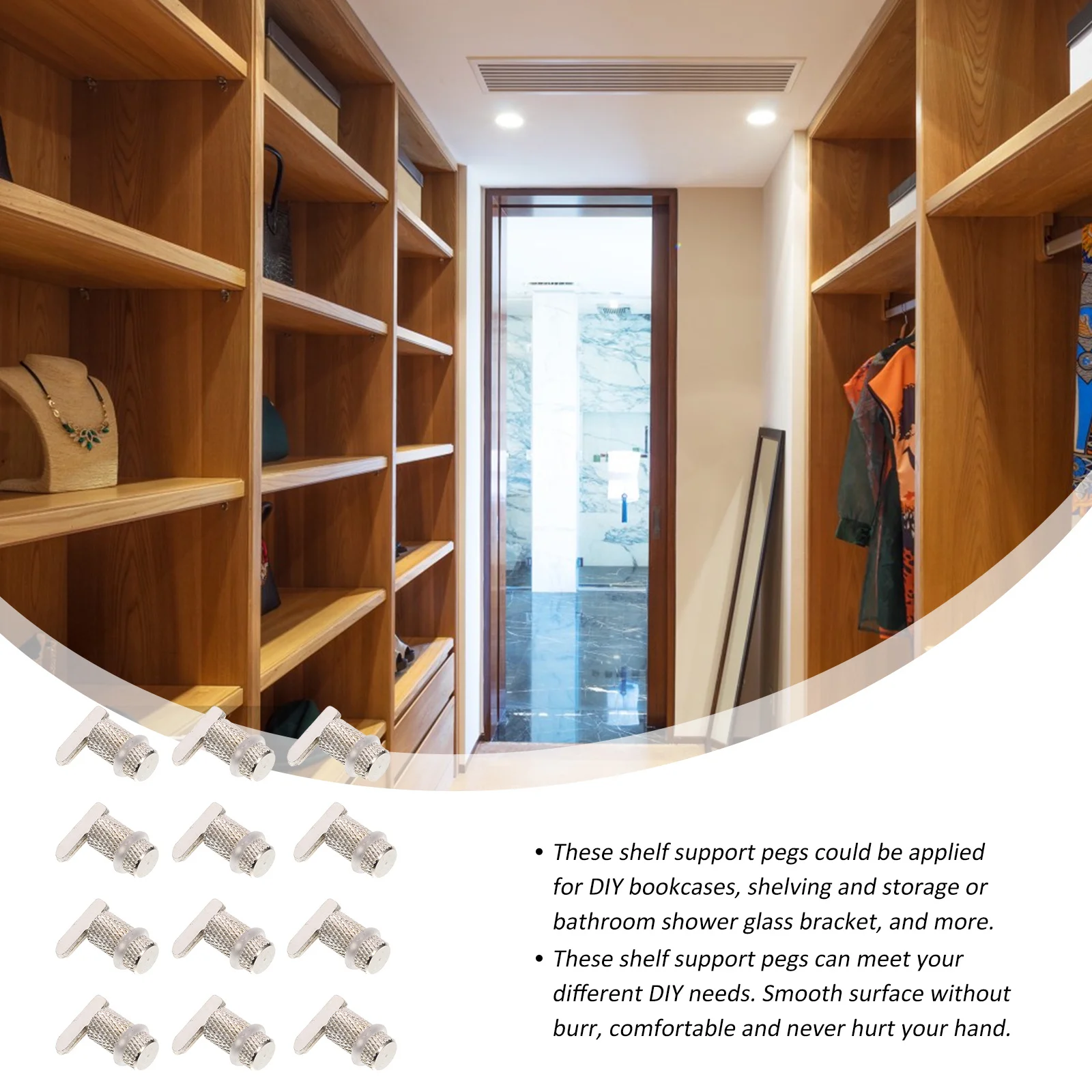 

20pcs Shelf Support Pegs Copper Sturdy Rust Resistant Oxidation Resistant Easy Install Smooth Surface For Diy Bookcases Shelving