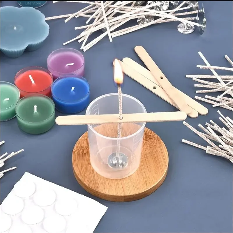 6-20cm 30pcs Smokeless Candle Wick Cotton Soy Wax Wick Large Base Household Scented Woven Candle Wick Kerosene Lamp Wax Thread