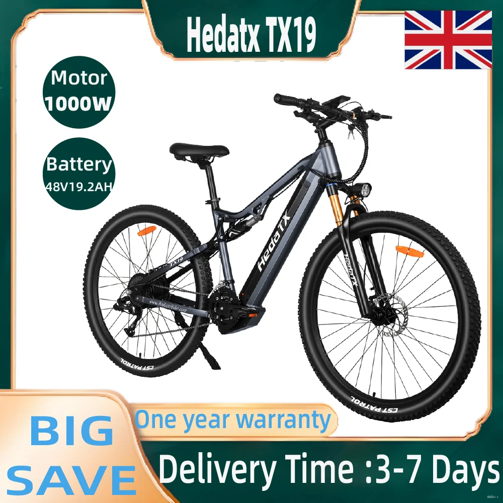 Adult E-bike 48V19.2Ah battery commute Electric Bike 1000W Electric Bicycle Hedatx TX19 29 Inch Road Tires E-Mountain Bike