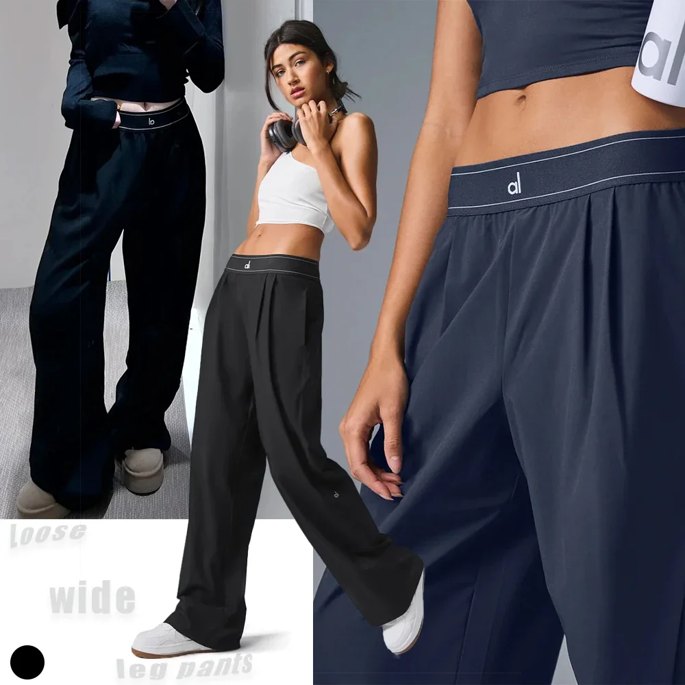 

AL Summer new Suit pants fashion Trouser yoga Sports High Waisted Straight Wide leg pants Women's Versatile Loose leisure Pants