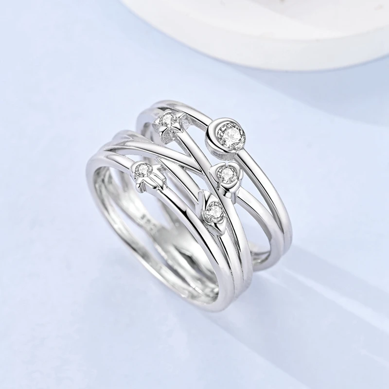 925 Sterling Silver Zirconium Devil's Eye Wedding Ring