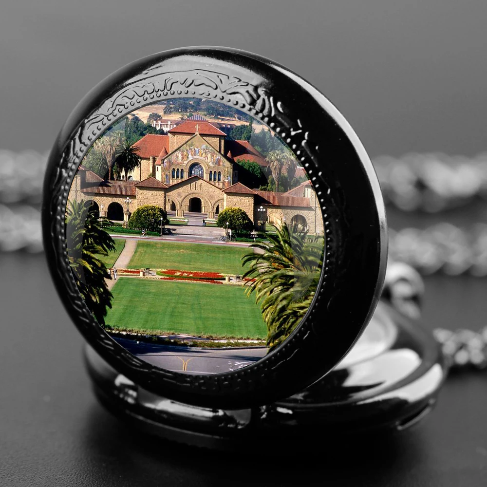 Reloj de bolsillo de cuarzo con collar de cadena para hombres y mujeres, colección Vintage, regalos de Arquitectura de la Universidad de Stanley