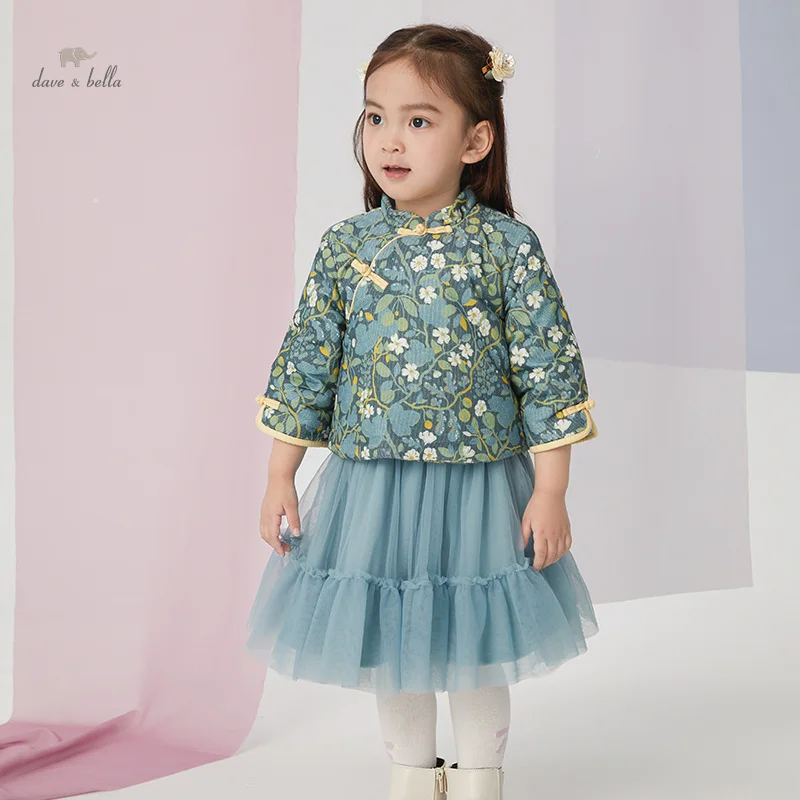 Dave Bella Girls Clothing Sets 2Pcs Long Sleeve Print Suits Winter Chinese Blouse + Skirt Outfits Children Costume DB4237737