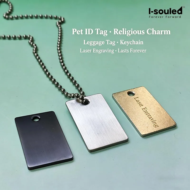 Pure Titanium Pet ID Tag Custom Engraving 3 Styles Lightweight