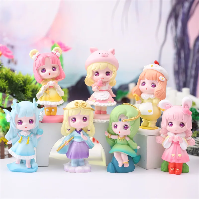 

Китайский Зодиак, мультяшные милые фигурки домашних животных, куклы-сюрпризы, модные глухие коробки, креативные настольные маленькие украшения, украшения для рукоделия