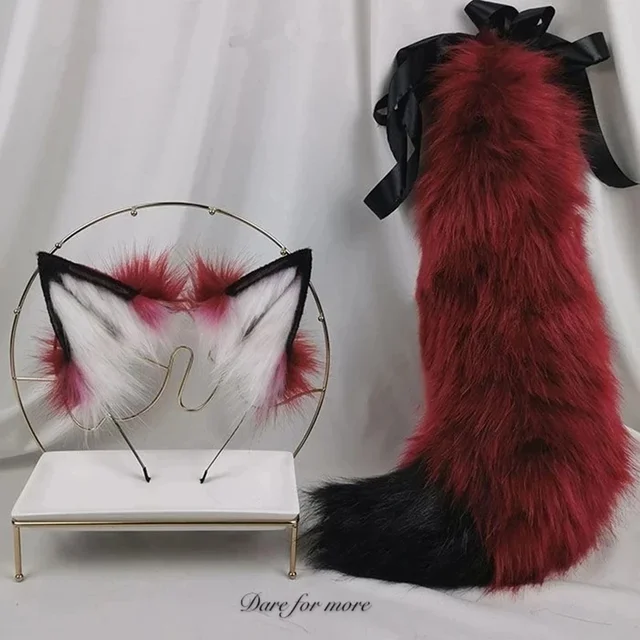 Nowy Red Fox Ear Beast Tail Wolf King Ear Cat Ear Headband Custom COSPLAY Hand Made LOL Golden Fox Ears Anime Akcesoria do włosów