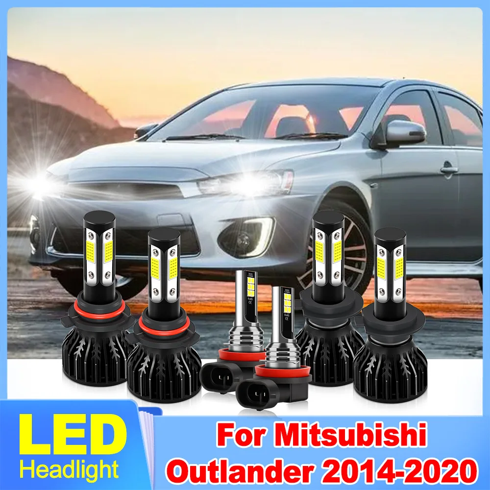 

LED Headlight 6000K White 60000LM High Low Beam Headlamp Fog Light For Mitsubishi Outlander 2014-2018 2019 2020 Plug and Play