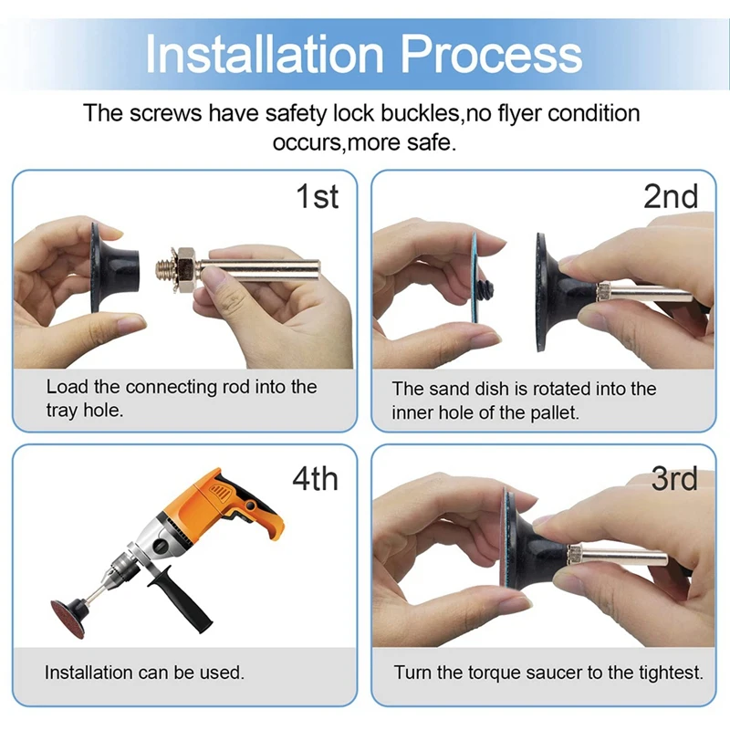 Kit de disques de ponçage A/O de 2 pouces à changement rapide, avec support de 1/4 pouces, conditionnement de surface pour meuleuse, 40 pièces