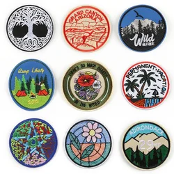 1pcs mix Circular Insignia Patche's for Clothing Iron on Embroidered Sew Applique Cute Fabric Badge Garment Apparel Accessories