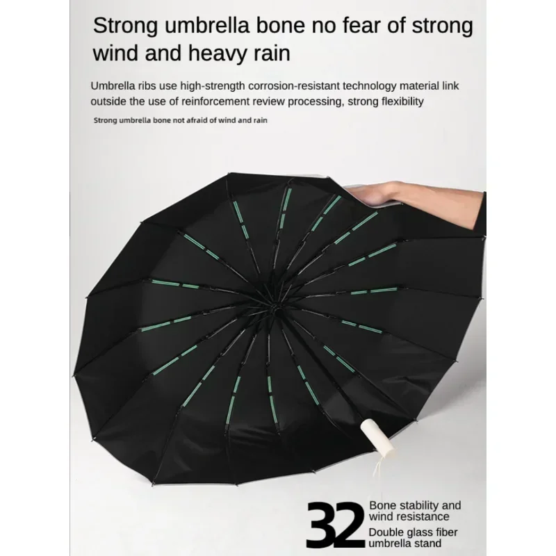 

32 Automatic For Sunproof Uv Windproof And Waterproof Umbrella Rainy Men Double Sunshade Ultra-strong Bone Parasol Sunny