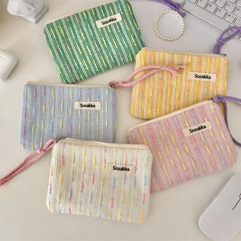 Small Coin Purses Storage Bags Canvas Coin Wallets For Lady Girls Earphone Coin Key Money Zipper Pouch