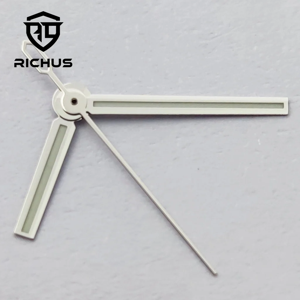 Manecillas de reloj plateadas RICHUS, azul, verde, luminosas, compatibles con movimiento NH34 NH35 NH36 Miyota8215-DG