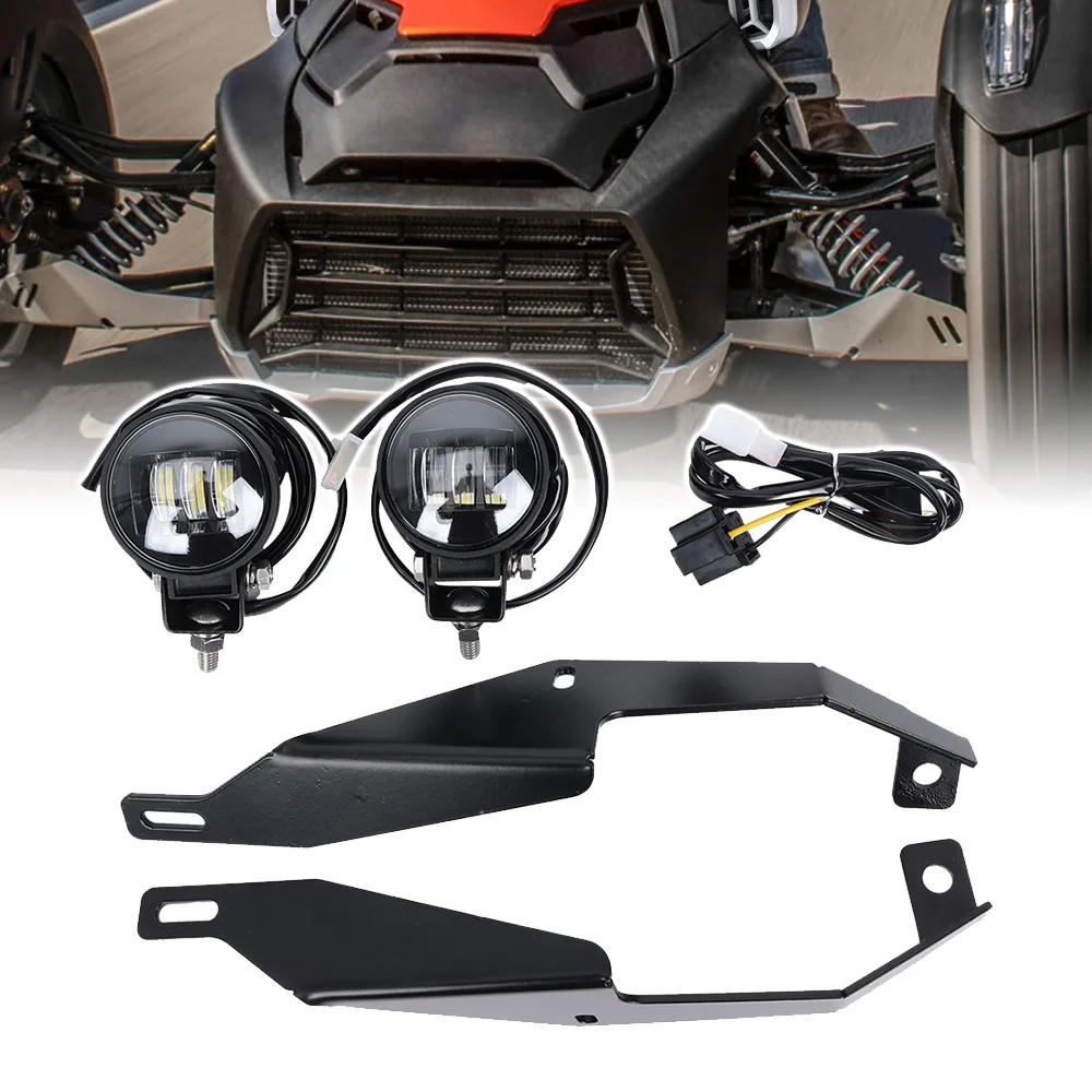 

For Can-Am Ryker 600 900 Sport Rally Edition All Models 2PCS LED Auxiliary Lamp Fog Spot Lights w/ Mounting Brackets