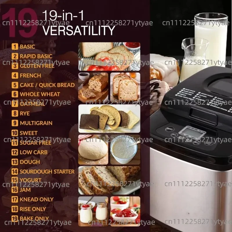 Bread Machine Factory 19-in-1 Program Fully Automatic Multifunctional 1.5lb Bread Machine Stainless Steel Bread Machine