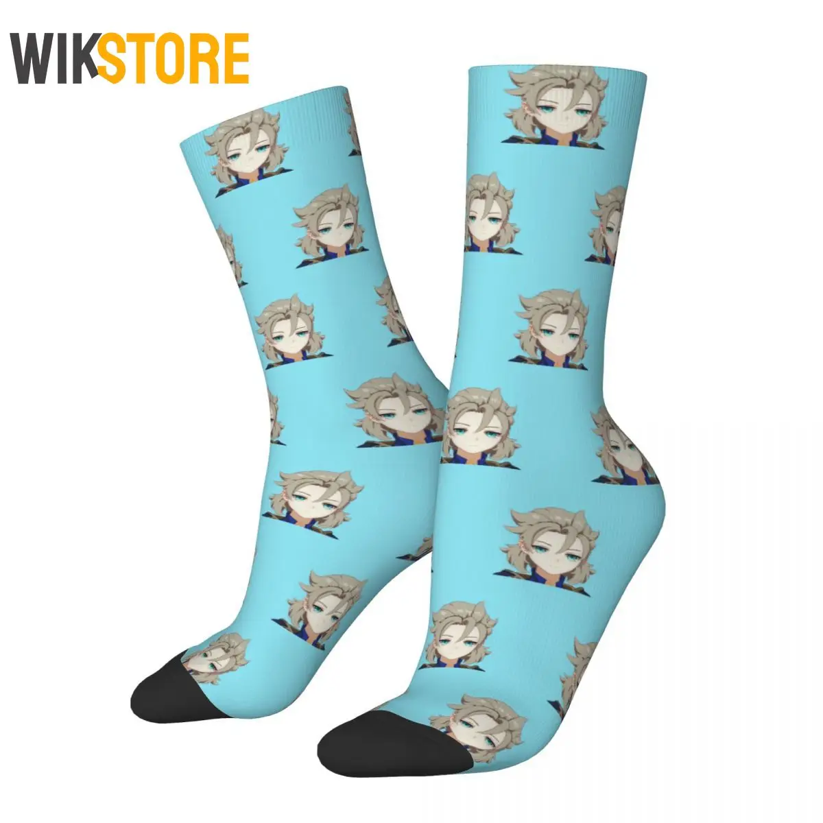 

Funny Smug Albedo Genshin Impact Basketball Socks Video Game Fashion Crew Socks for Women Men Breathable Crazy Sock