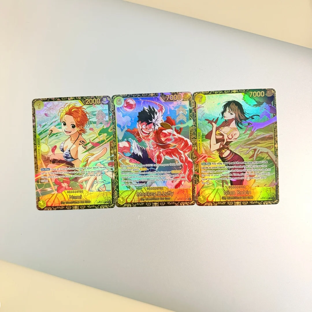 Suitable for One Piece Sky Island Theme DIY Flash Cards OP15-108 Nami OP15-119 Monkey.D.Luffy Nico Robin Game Collection Card