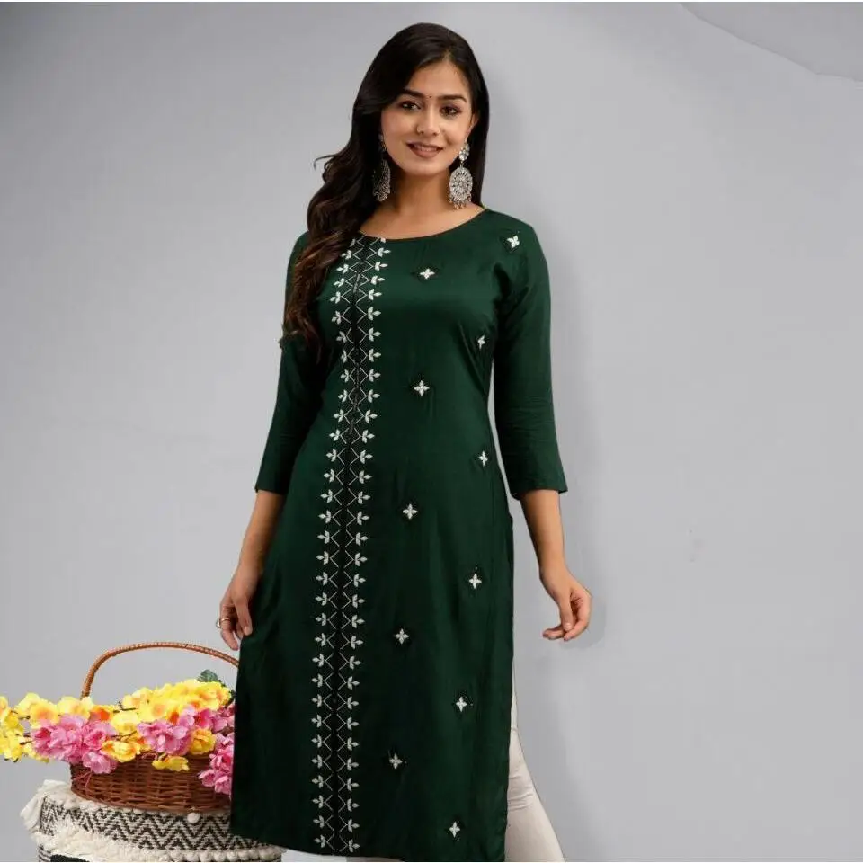 Women Kurt Casual Dress Long Sleeve Straight Casual Ethnic Flower Mandarin O-Neck Round Regular Size  Design Suitable