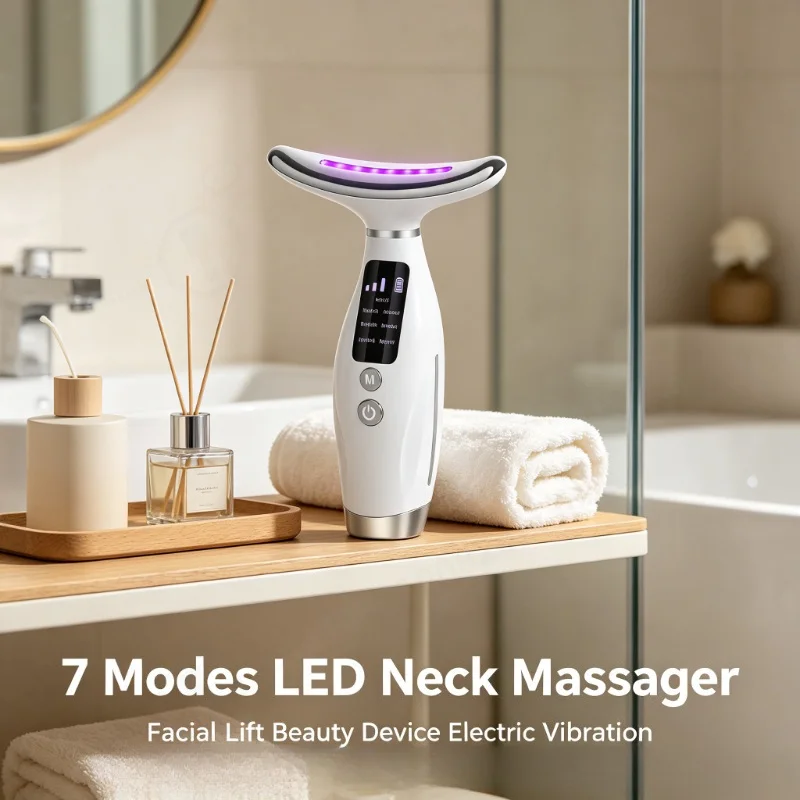 ABBP 7 Modes LED Neck Massager Facial Lift Beauty Device Electric Vibration Skin Tightening Face Neck Skin Care Equipment