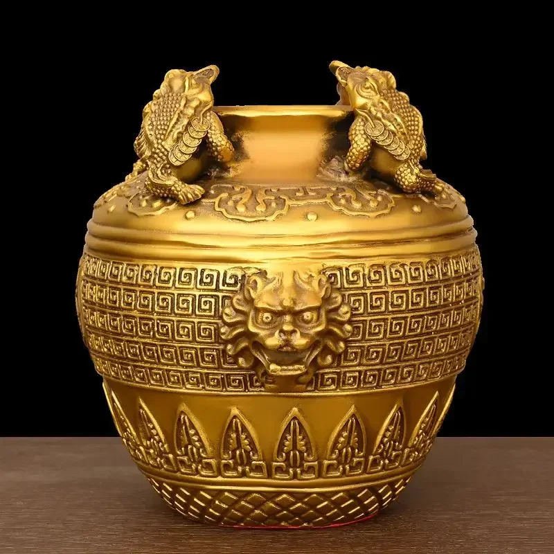 Gold Toad Treasure Bowl Four Sides of The Wealth Altar Ornaments Copper  Money Jar Living Room Home Store Crafts