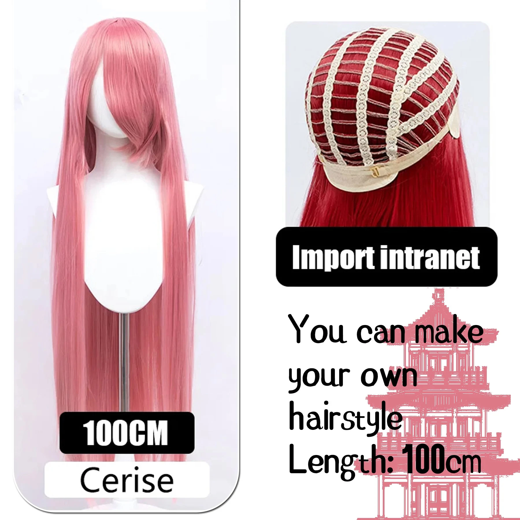 JKL 100CM Synthetic Long Straight Cosplay Wig With Bangs Woman Anime Ombre Wig Pink Green Gold Heat Resistant Wig