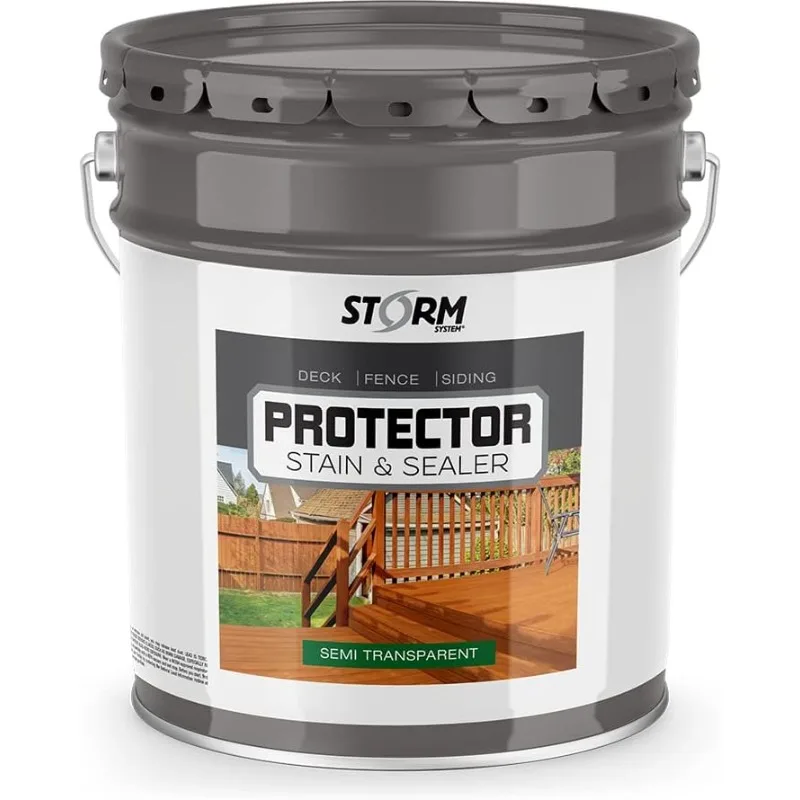 Storm Protector Penetrating Sealer & Stain Protector - Deck Protector, Fence Protector,  Redwood Stain, 5 Gallon (Cedartone)