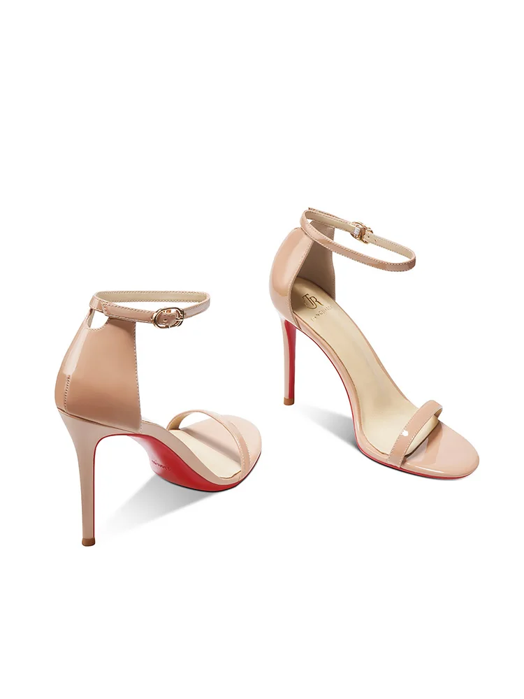 صندل بكعب عالي للنساء في صيف 2025، حذاء عالي الكعب أسود، مثير، كعب نحيف، إبزيم مستقيم #3