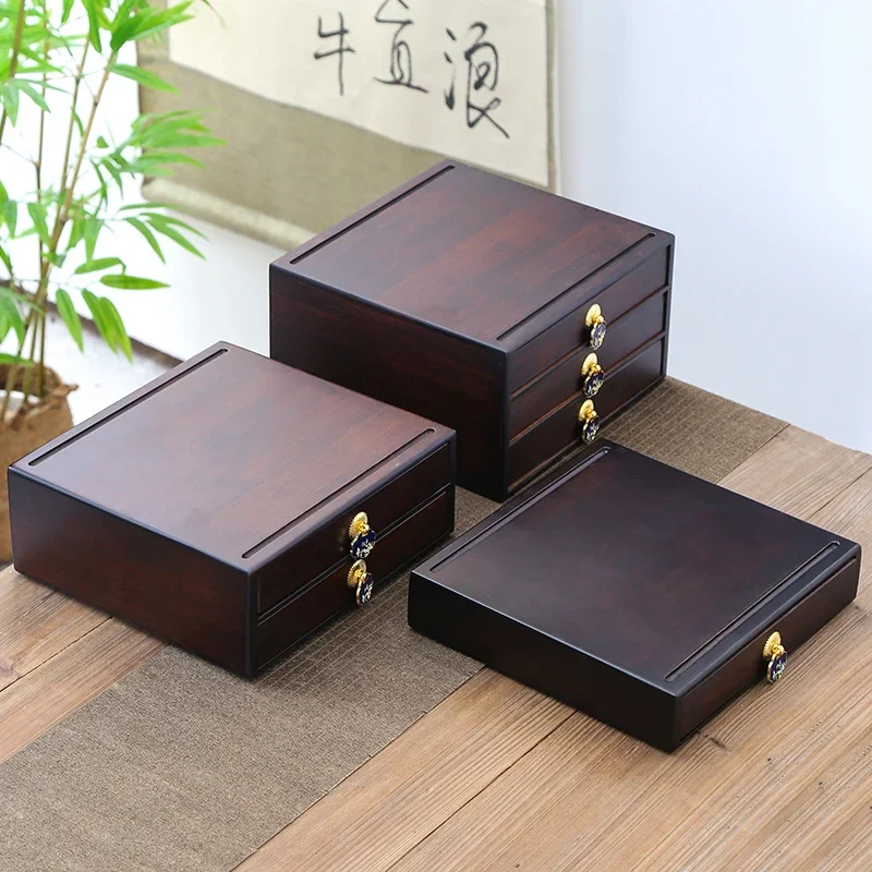 Bamboo Tea Cake Storage Box Drawer Organizer Desktop Tea Holder Tea Ceremony Accessories Bamboo Cabinet Tea Tray Tea Bag