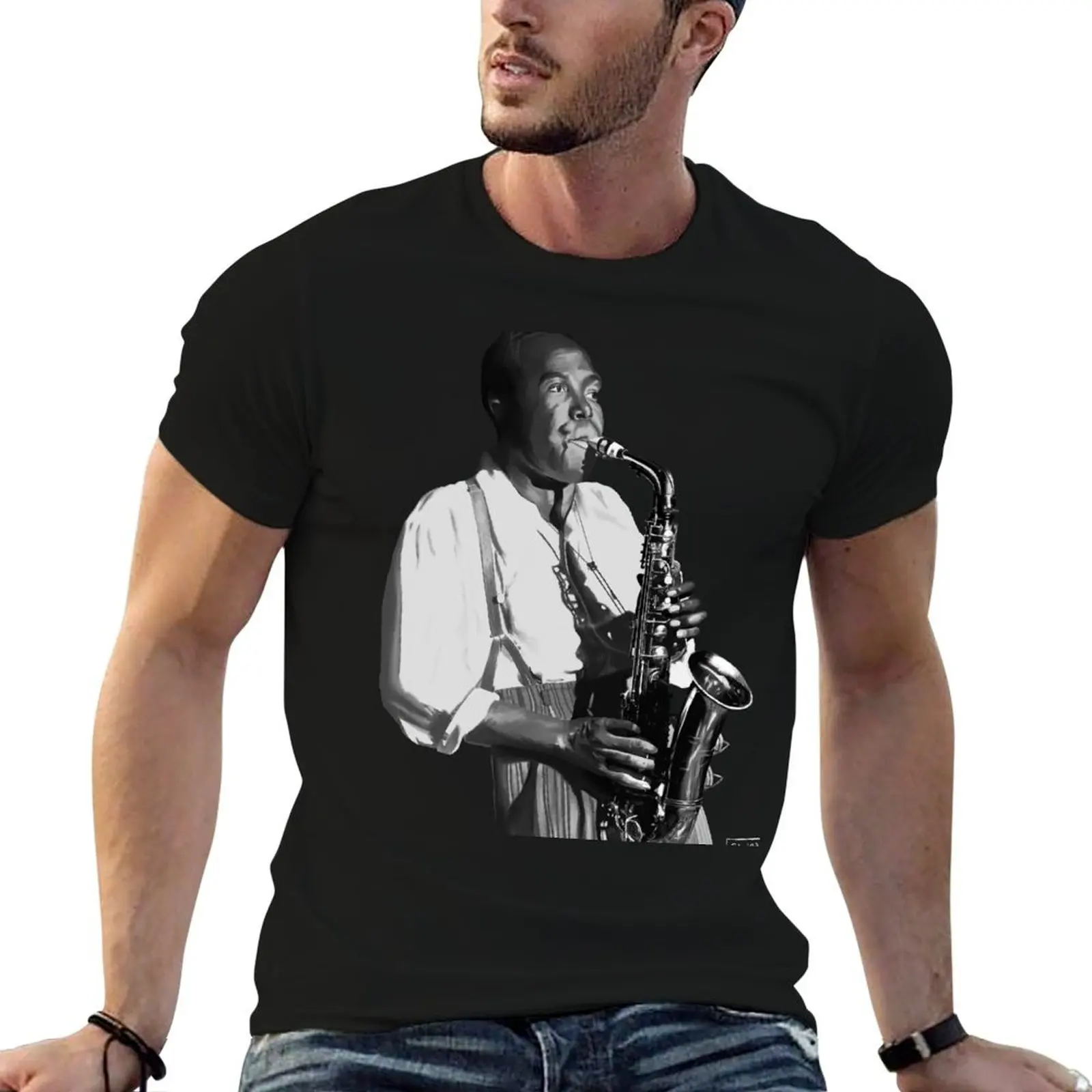 Charlie Parker Jazz Painting T-Shirt Plus Size Everyday Tee Shirt
