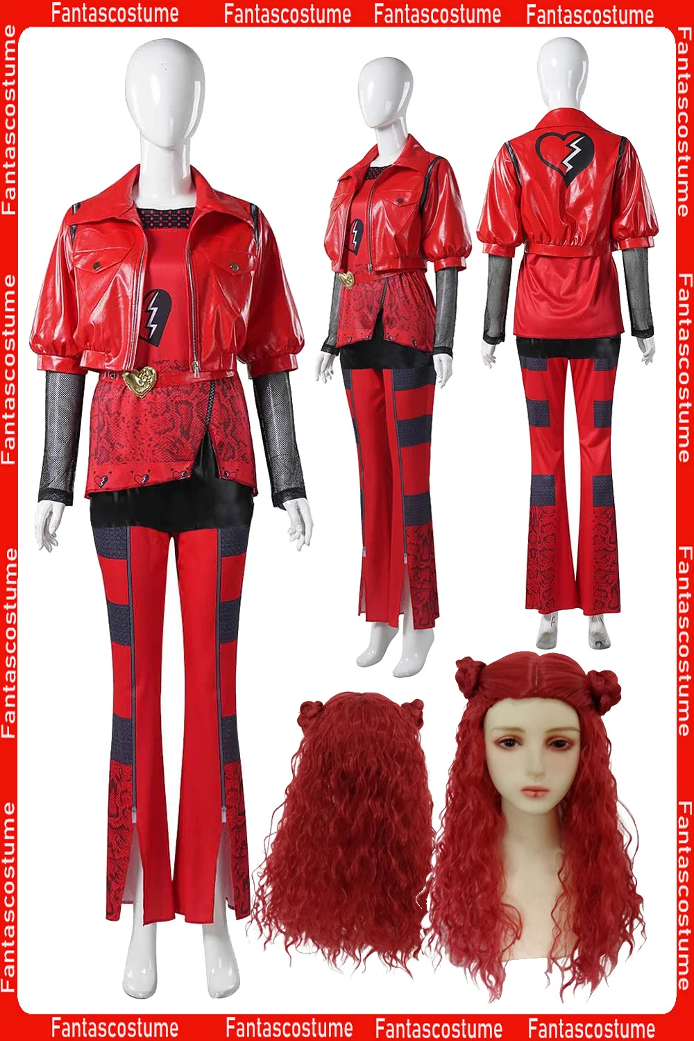 Princess Red Cosplay Costume 2024 Movie Descendants Rise Roleplay Wig Coat Halloween Xmas Party Carnival Uniform Fantasia Suit