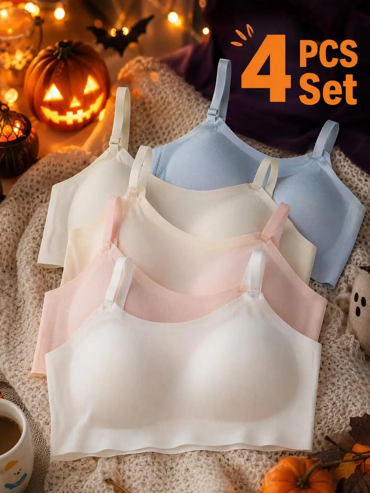 4PCS girl underwear fashionable girls' underwear seamless girls' sports tank up student bra underwear